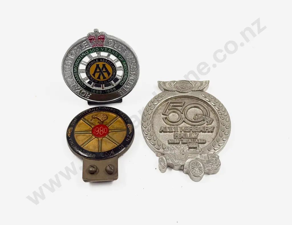 50years Anniversary Rally NZ 1996 - Plaque 21st International Rally - AA NZ 1886-1986 Badge Image 1++