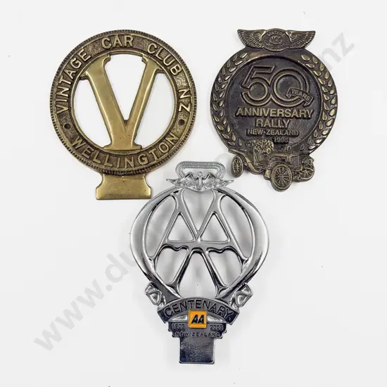 50years Anniversary Rally NZ 1996 - Vintage Car Club Wellington Badge and NZ AA 1903-2003 Centenary Badge