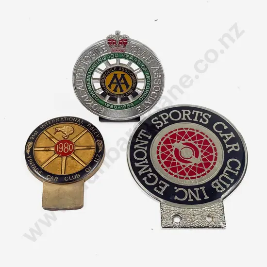 Vintage Car Club NZ 1980 Rally Badge - Egmont Sports Car Club Inc Badge - AA NZ1886-1986 Badge
