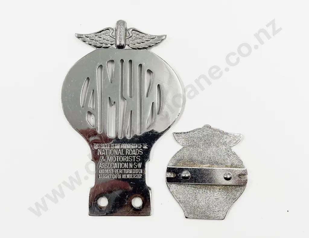 National Roads and Motorists Association Australia Heavy Chrome Plated Badge Two Sizes Image 1++