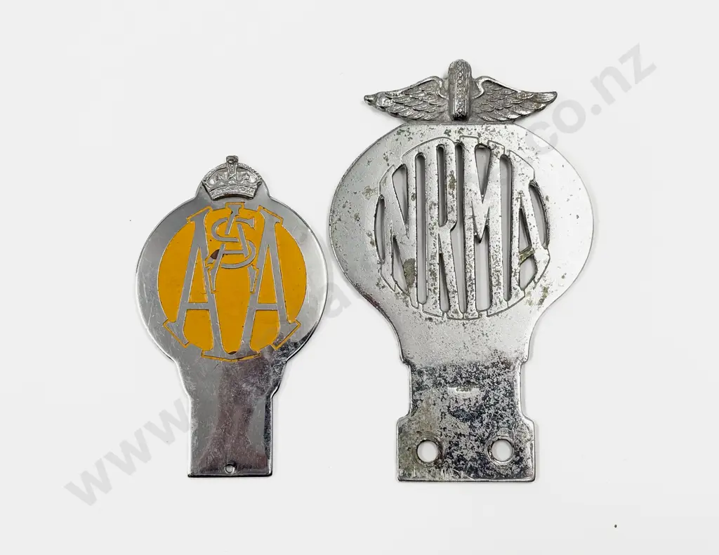 National Roads and Motorists Association Australia Badge and South Australia AA Chrome & Enamel Car Image 1++