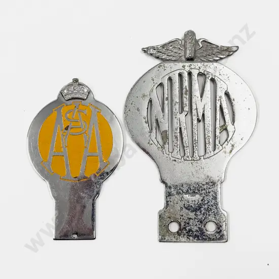 National Roads and Motorists Association Australia Badge and South Australia AA Chrome & Enamel Car