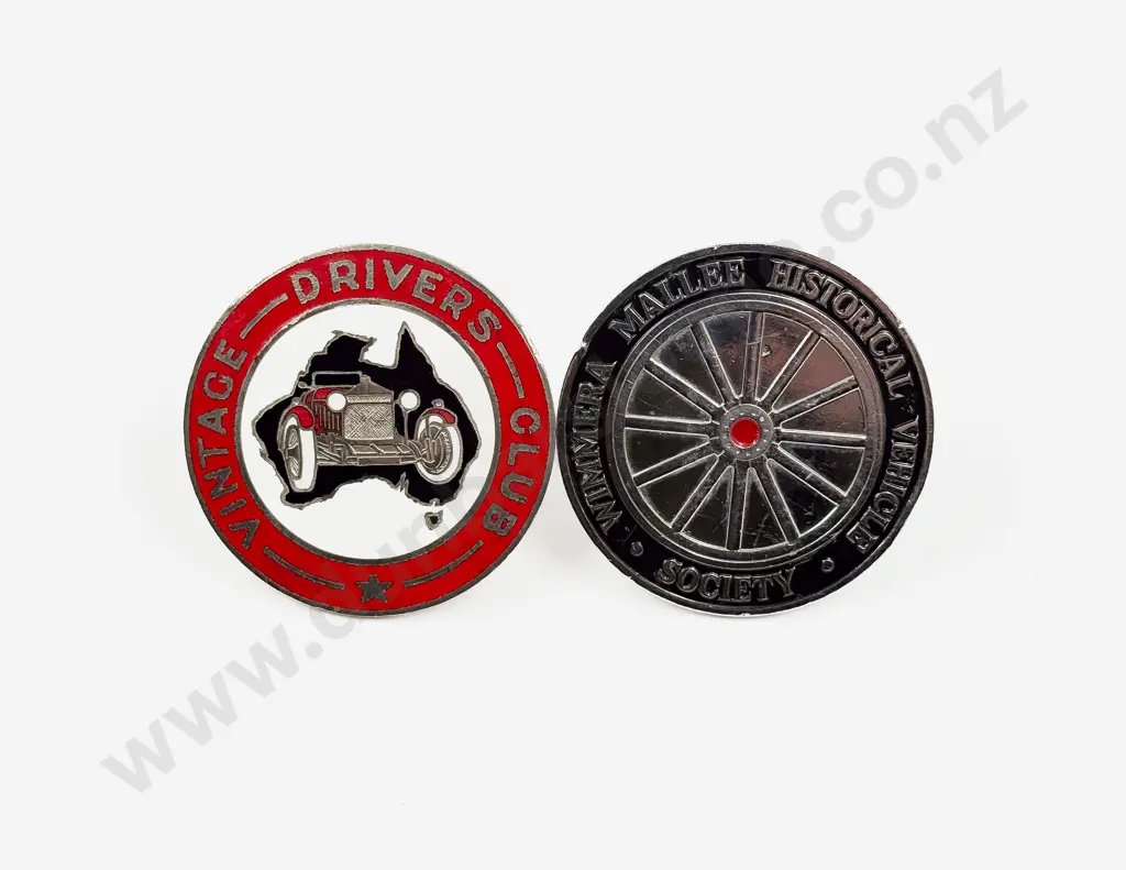 Australia Vintage Drivers Club #483 and Wimmera Mallee Historial Vehicle Society Car Badges Image 1++