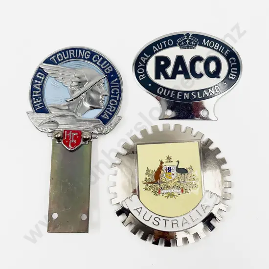 Three Australian Car Club Grille Badges
