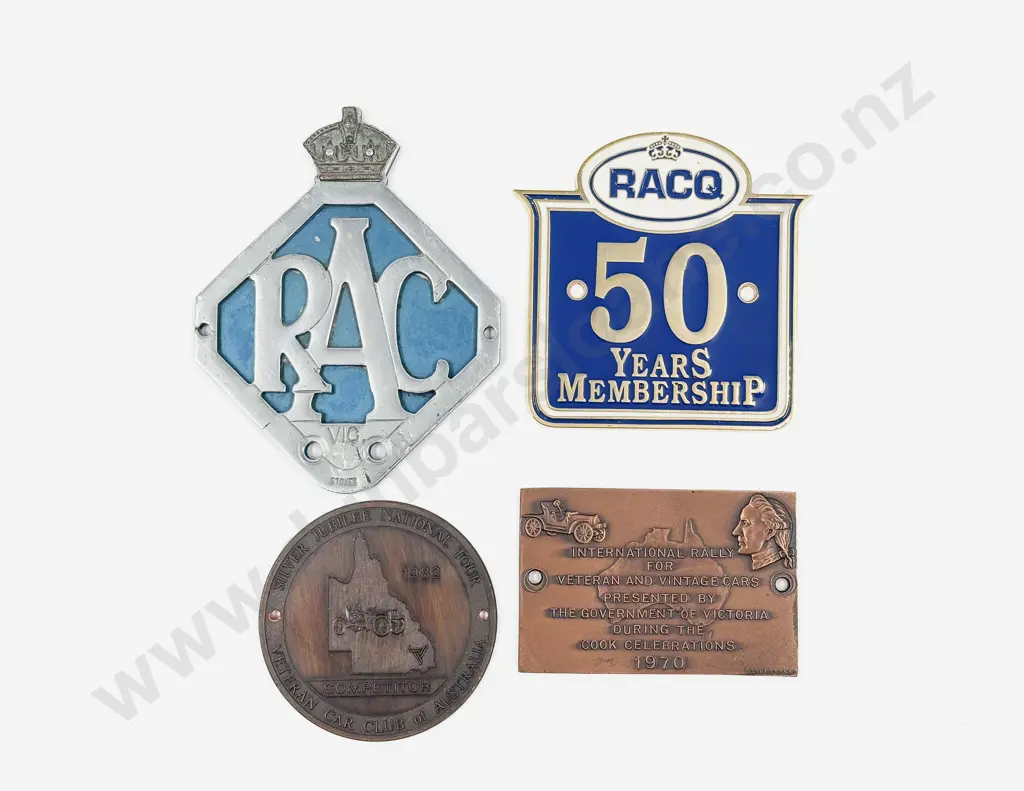 Australia RAC Victoria Badge - RACQ 50Years Membership and Two Rally Plaques Image 1++