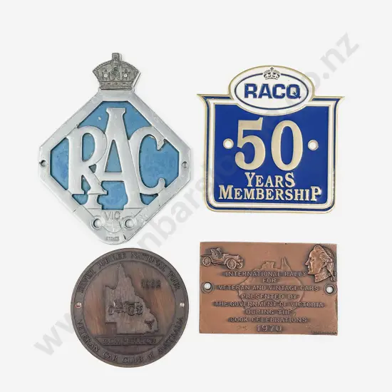 Australia RAC Victoria Badge - RACQ 50Years Membership and Two Rally Plaques