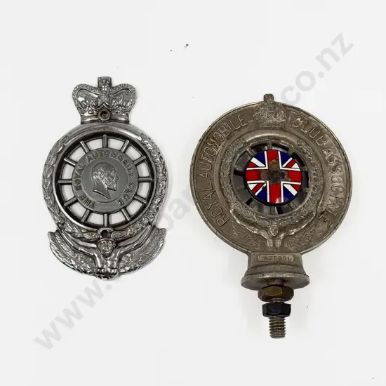 Edward VII Royal Automobile Car Badge (flat back) with C1920's RAC Badge