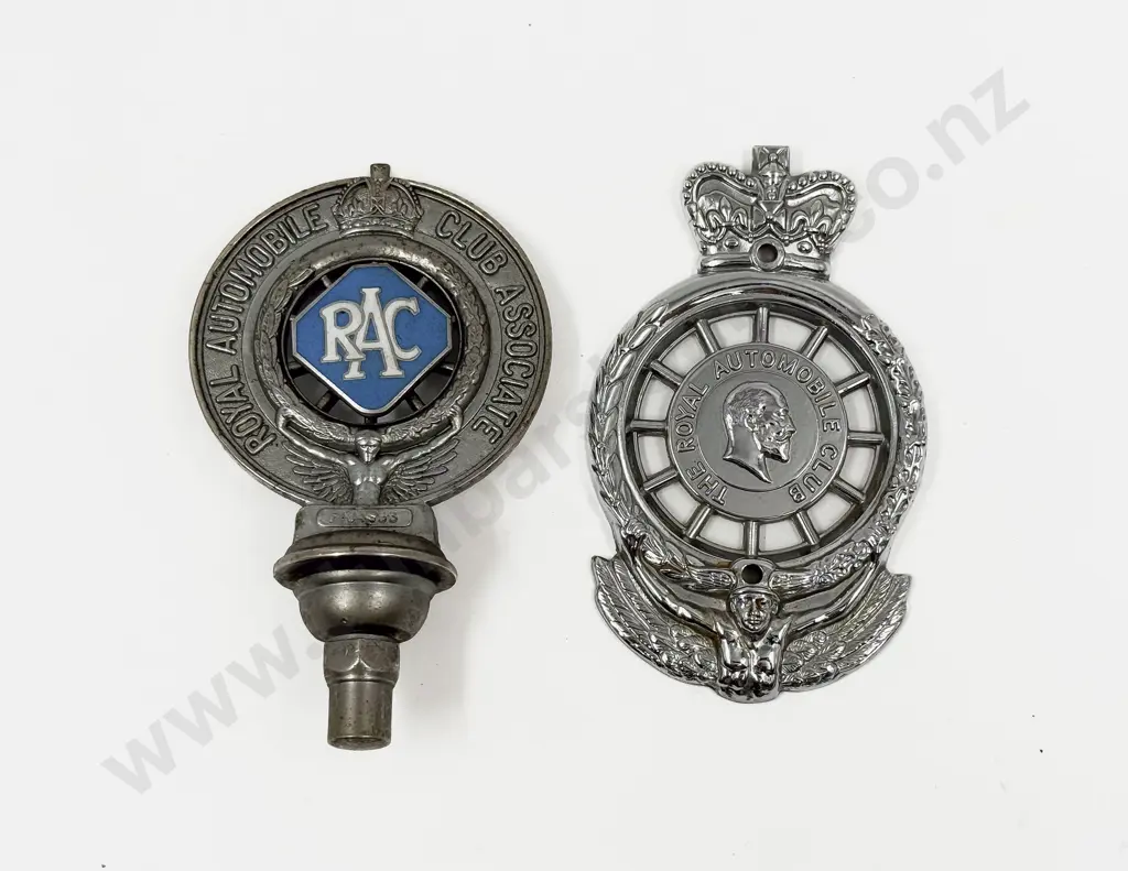 Edward VII Royal Automobile Car Badge (flat back) with 1937-38 Type 8 RAC Badge Image 1++