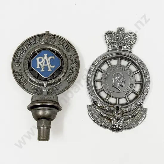 Edward VII Royal Automobile Car Badge (flat back) with 1937-38 Type 8 RAC Badge
