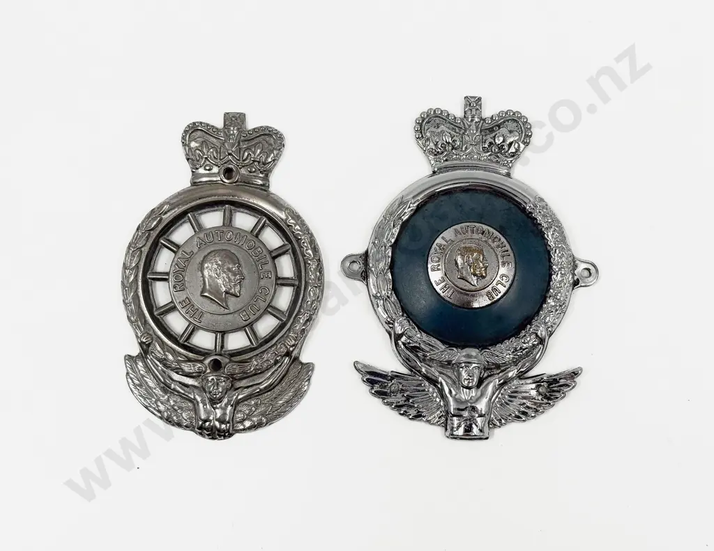 Two Examples Edward VII Royal Automobile Car Badge (flat back) Image 1++