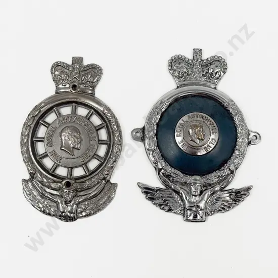 Two Examples Edward VII Royal Automobile Car Badge (flat back)