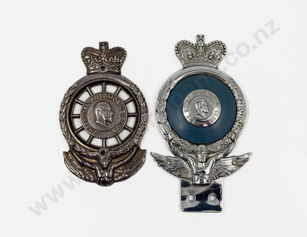 Two Examples Edward VII Royal Automobile Car Badge (flat back) Image 1++