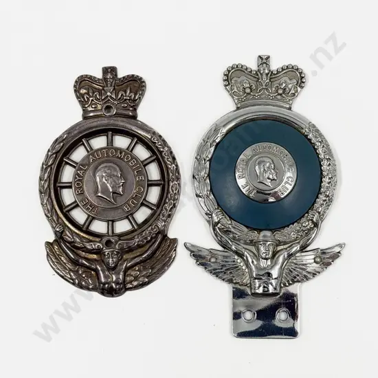 Two Examples Edward VII Royal Automobile Car Badge (flat back)