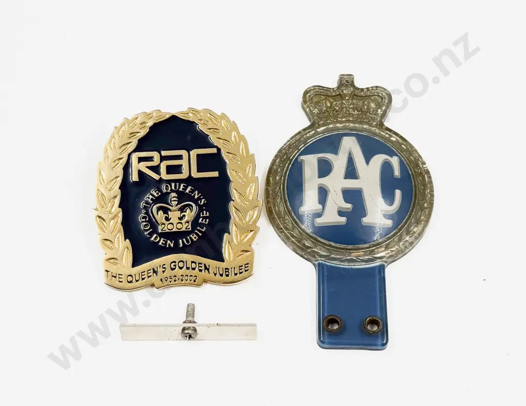 RAC The Queens Golden Jubilee 1952-2002 Badge and RAC Plastic Badge Image 1++