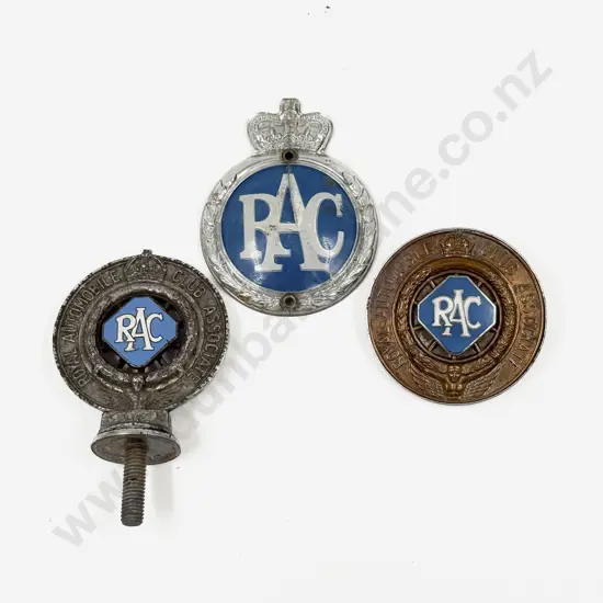 Three Royal Automobile Club RAC Car Grille Badges