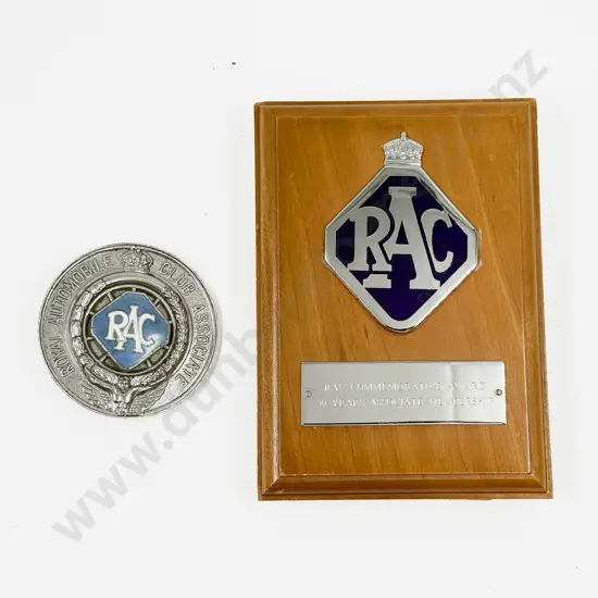 RAC 50Years Associate Membership Plaque with 1938-45 Type 10 RAC Badge