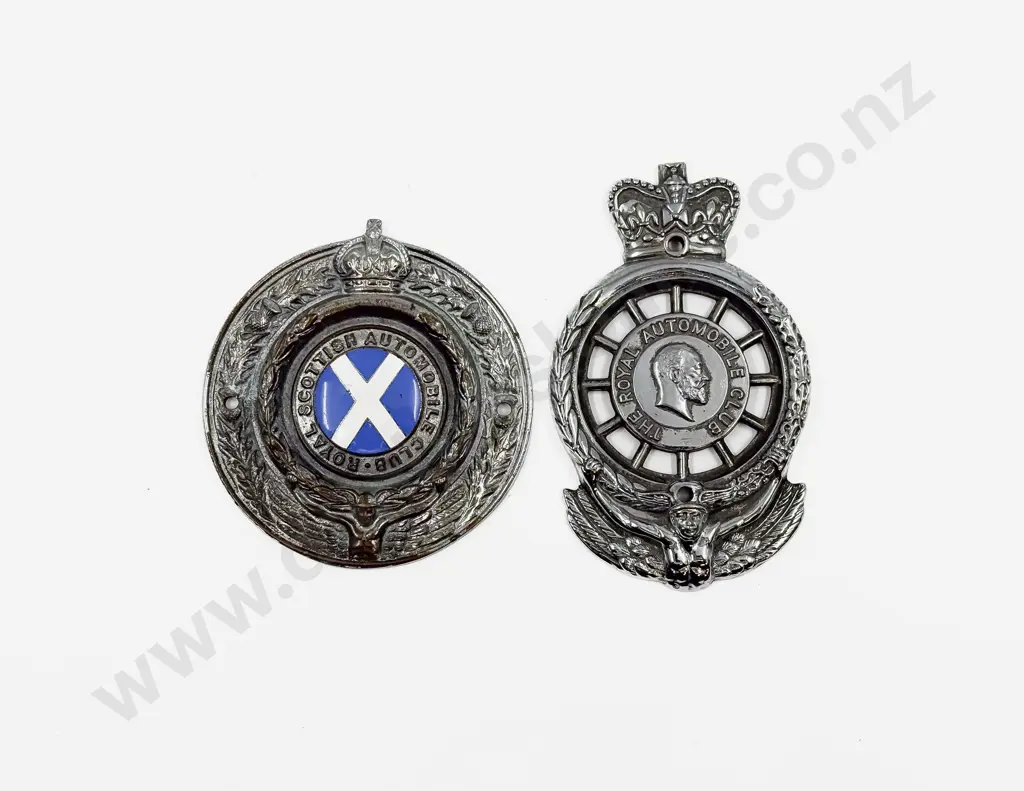 Vintage Royal Scottish Automobile Club Car Badge and EdwVII Royal Automobile Car Badge Image 1++