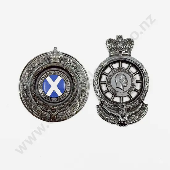 Vintage Royal Scottish Automobile Club Car Badge and EdwVII Royal Automobile Car Badge