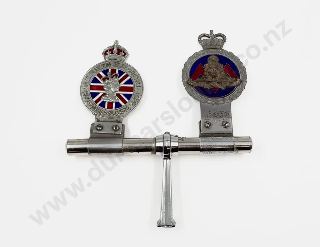 Royal Artillery Car Badge and HM Queen Elizabeth Coronation 1953 Badge Image 1++