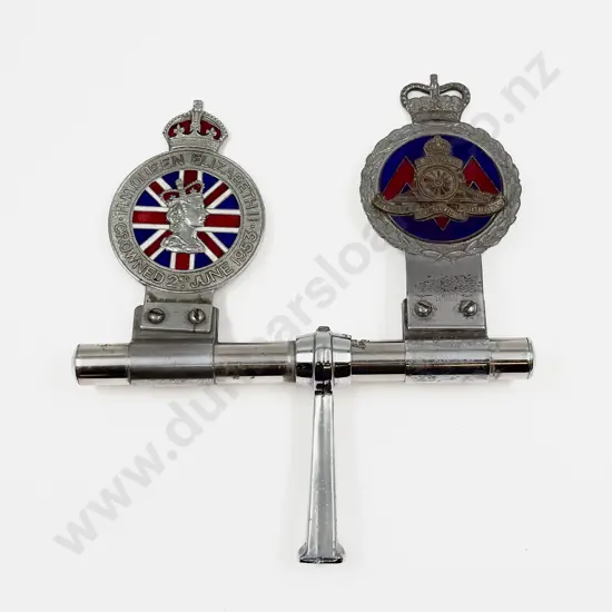 Royal Artillery Car Badge and HM Queen Elizabeth Coronation 1953 Badge