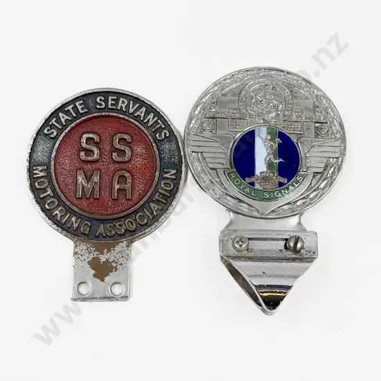 Royal Signals Car Badge with State Servants Motoring Association Car Badge