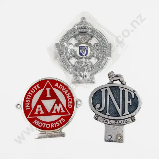 Irish Automobile Club Badge with JNF Car Club and IAM Car Badges