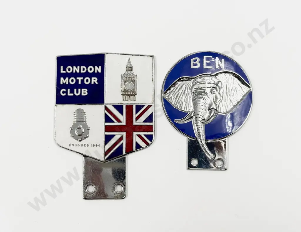 Enamelled Badges BEN Elephant British Benevolent Fund and London Motor Club Image 1++