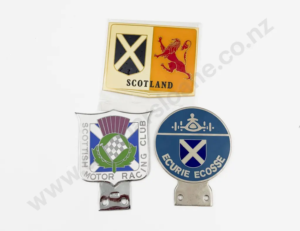 Scottish Motor Racing Club and Ecurie Ecosse Enamelled Car Badges with Sticker Image 1++