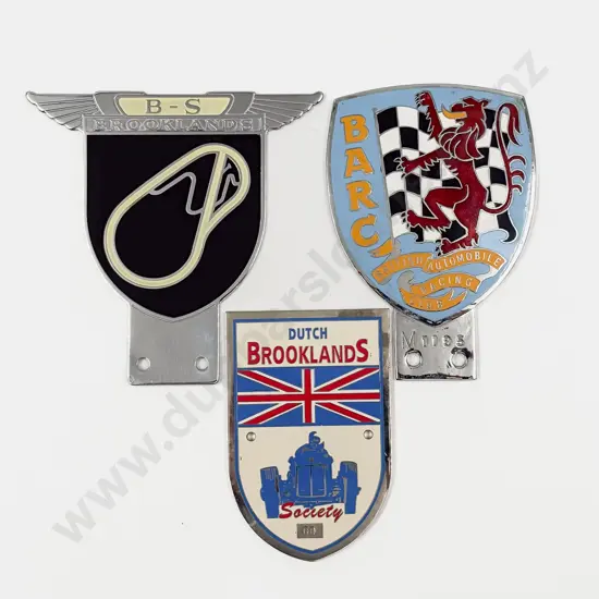 Reproduction Brooklands Car Badge with Dutch Brooklands Society #60 Badge & BARC Badge