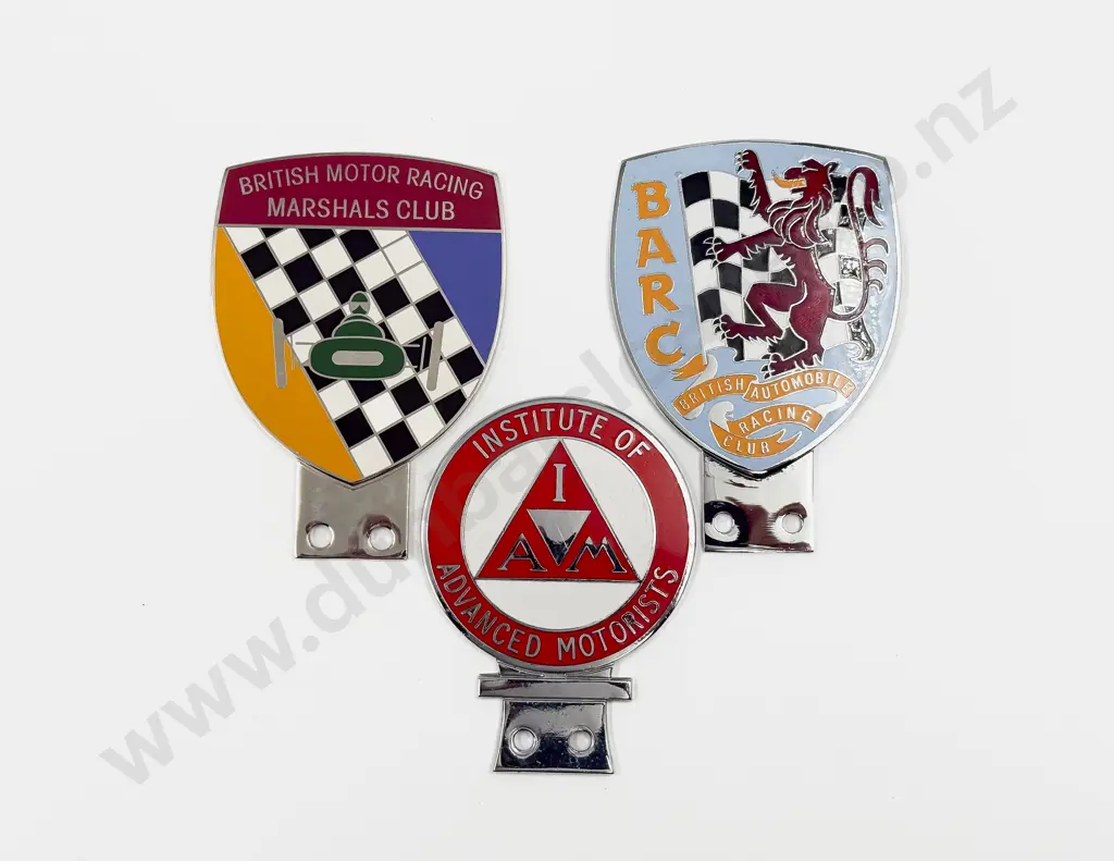 Three British Car Club Badges Marshals Club - BARC and Institute of Advances Motorists Image 1++