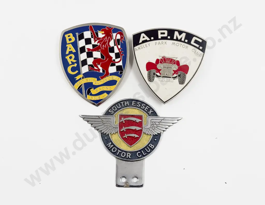 Three British Car Club Badges BARC - APMC Ansley Park Motor Club and South Essex Motor Club Image 1++