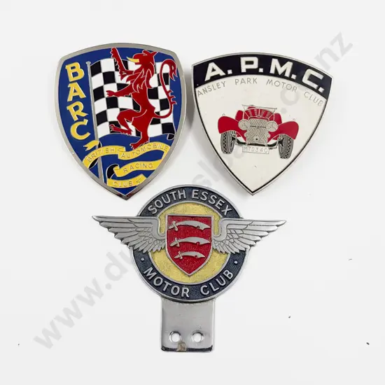 Three British Car Club Badges BARC - APMC Ansley Park Motor Club and South Essex Motor Club