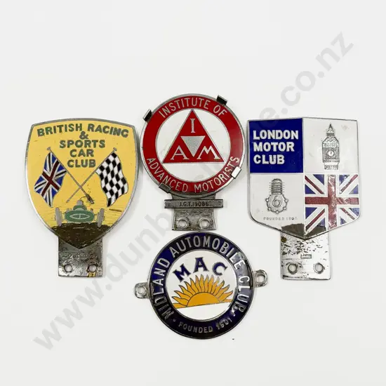 Three British Car Club Badges - London - British Racing & Sports Car Club - Midland Automobile Club and IAM