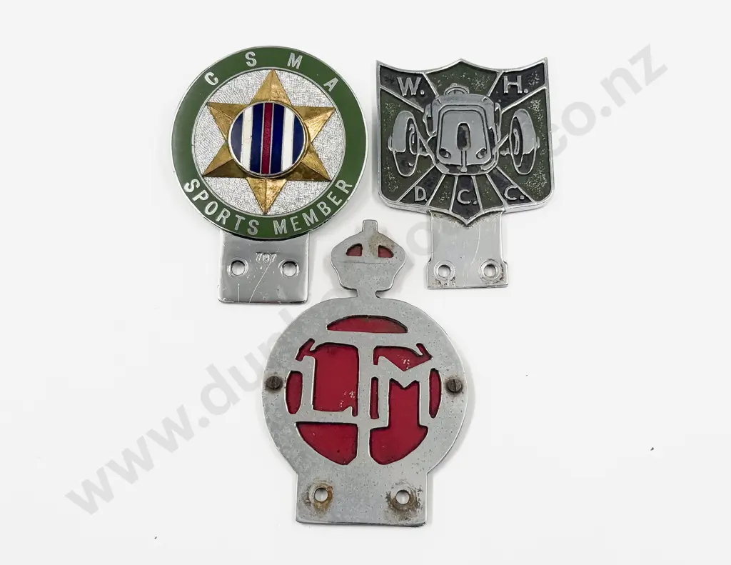 Three British Car Club Badges - CSMA Sports Member - WH DCC and LTM Image 1++