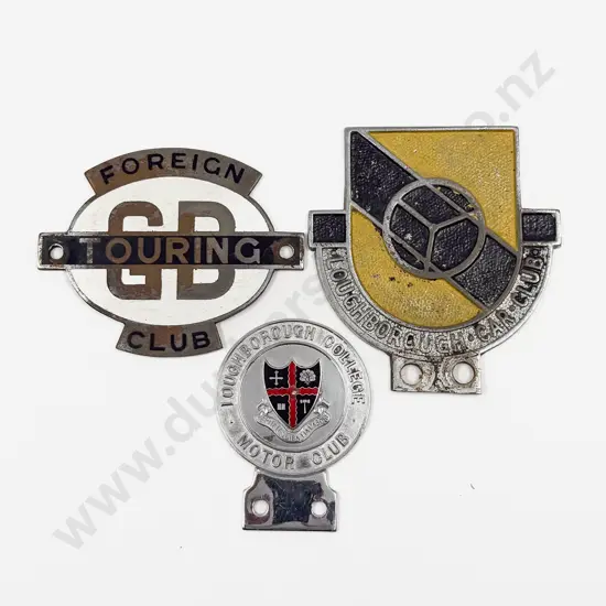 Three British Car Club Badges - two Loughborough Car Club and Foreign GB Touring Club