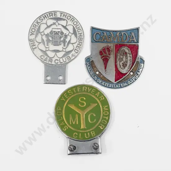 Three British Car Club Badges -  The Yorkshire Thoroughbred Car Club - Salop Motor Club and CAMDA