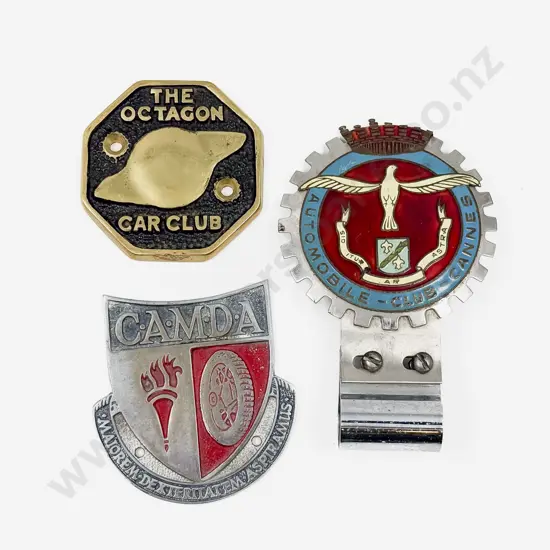 Three Car Club Badges - The Octagon Car Club - CAMDA and Automobile Club Cannes