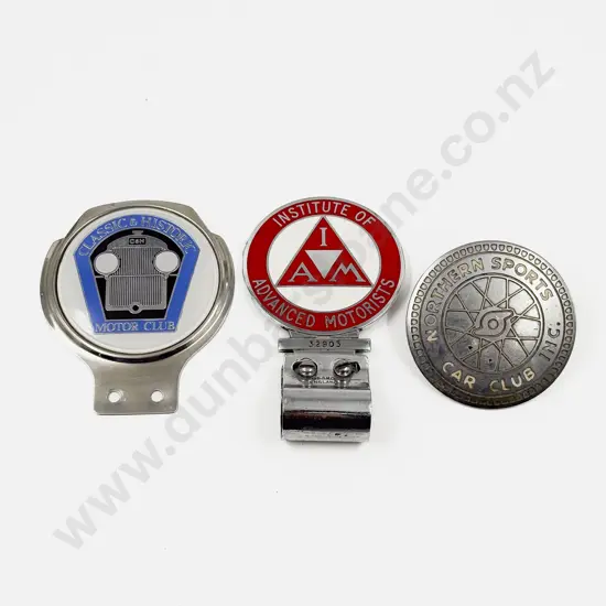 Three British Motor Club Badges - Northern Sports Car Club Inc - C&H Motor Club & IAM
