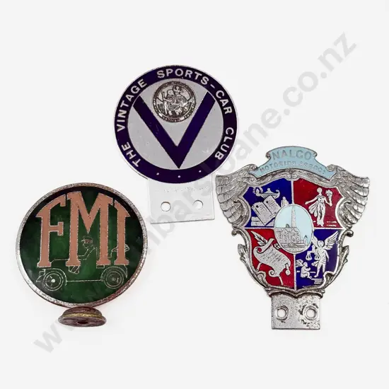 Three British Motor Club Badges - The British Nalgo Motoring Association - FMI and Vintage Sports Car
