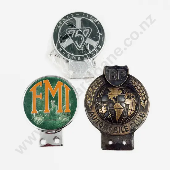 Three British Motor Club Badges - BP - 750 Motor Club and FMI