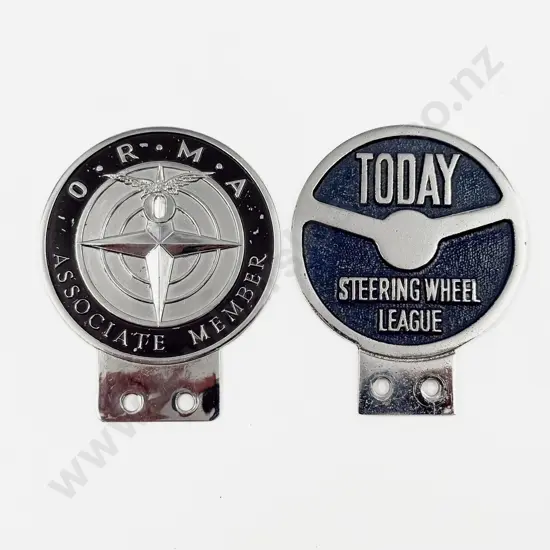 British Motor Club Badges - Today Steering Wheel League and C1960s Owen Racing Motor Associate Member Badge
