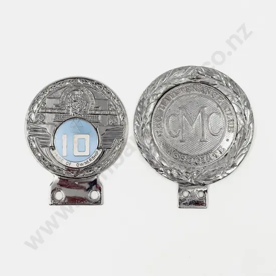 Car Maintenance Club Associate Car Badge and '10' Pride of Ownership Badge