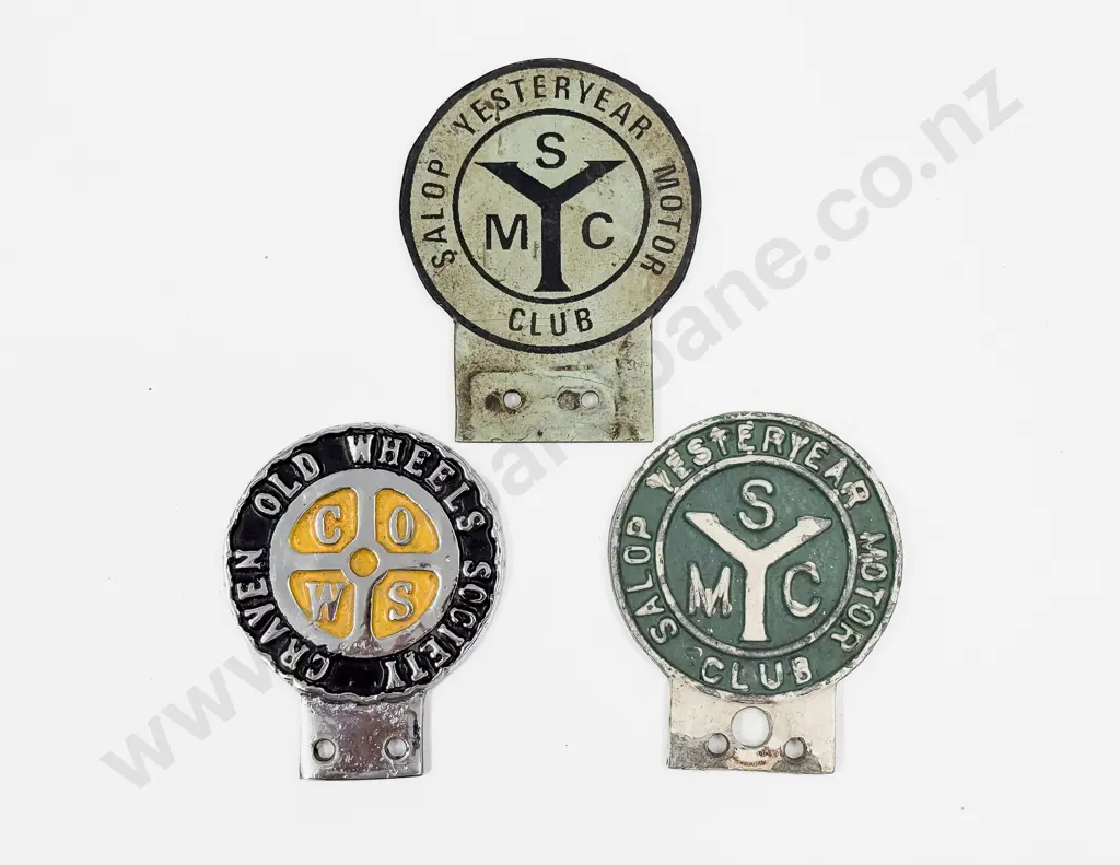 Two Salop Yesteryear Motor Club Car Badges and Craven Old Wheels Society Badge Image 1++