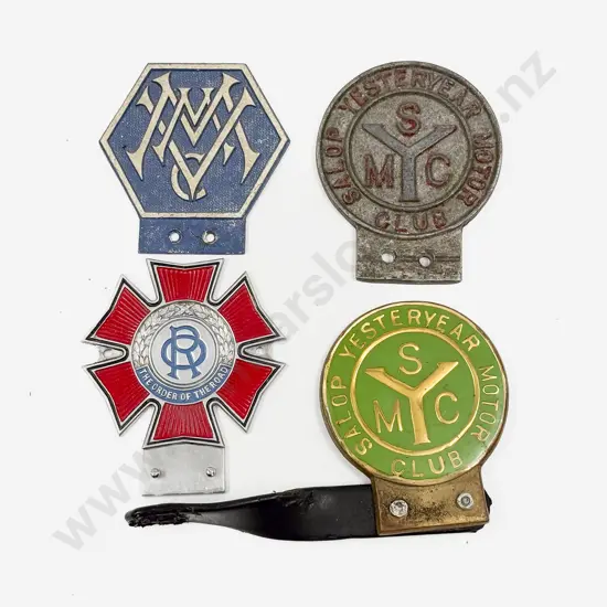 Two Salop Yesteryear Motor Club Car Badges and Two Unidentified Badges