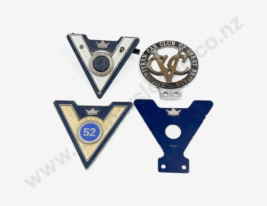 Veteran Motorists Association 52 -51 Year Club Car Badges and The Veteran Car Club of Great Britain Badge Image 1++