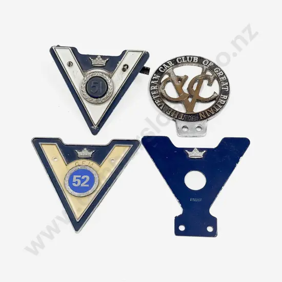 Veteran Motorists Association 52 -51 Year Club Car Badges and The Veteran Car Club of Great Britain Badge