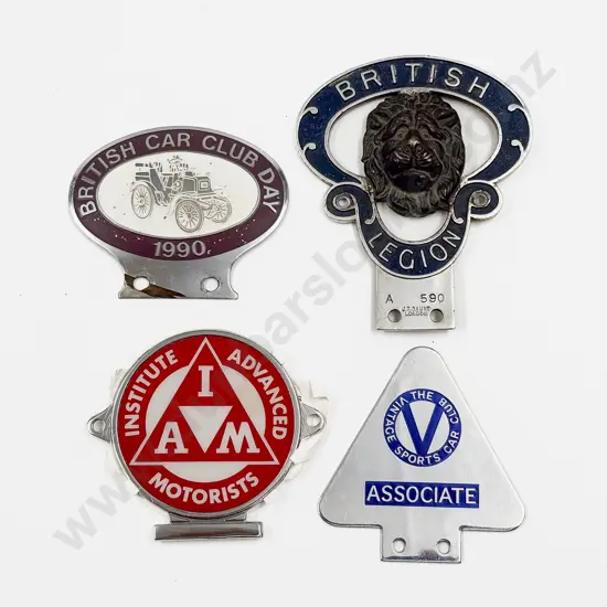 C1950's British Legion Alloy Car Badge and Three Various Club Badges
