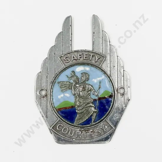 Vintage St Christopher Enamelled Safety - Courtesy Car Badge