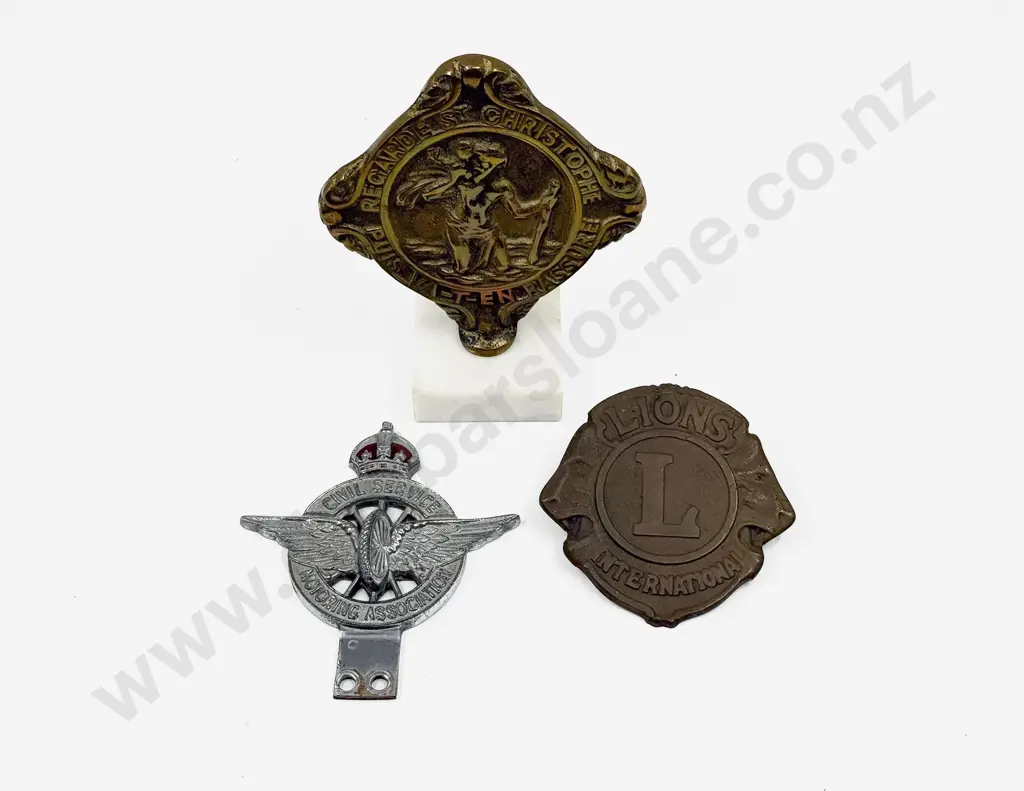 Vintage St Christopher Car Badge - Lions Plague Badge and Civil Service Badge Image 1++
