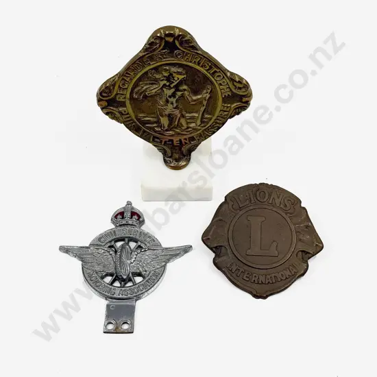 Vintage St Christopher Car Badge - Lions Plague Badge and Civil Service Badge
